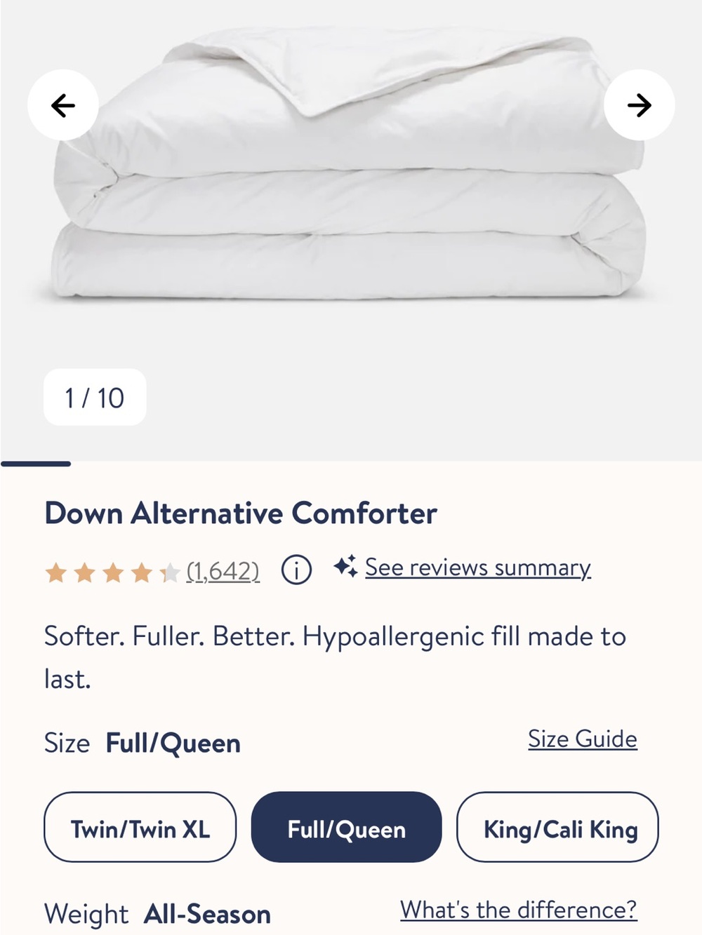 Brookelinen Down Alternative Comforter - White NWT FULL/Queen